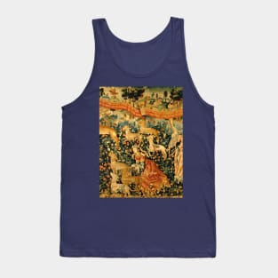 MEDIEVAL DEER HUNTING SCENE WITH LADIES AND DOGS Antique Flemish Tapestry Tank Top